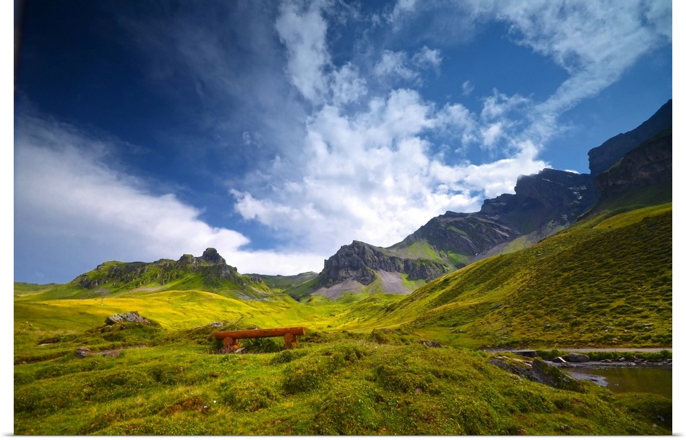 Green landscape in the Swiss Alps
