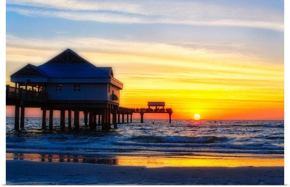 Clearwater beach Sunset over the Pier, Florida.