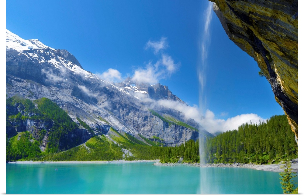 Landscape and waterfall in the Swiss Alps
