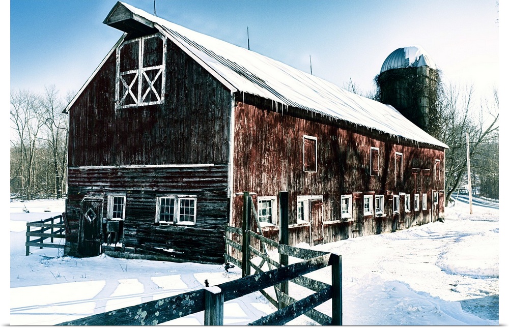 Vintage Farm Building During Winter, Hunterdon County, New Jersey