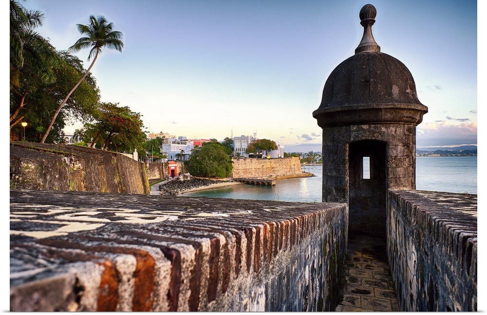 High Angle View of the City Walls and Gate of Old San Juan