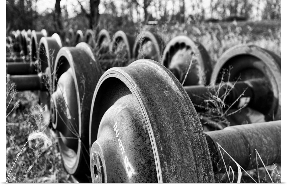 Old Train Wheels Stored in the open.