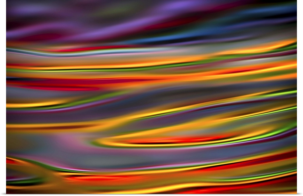 Abstract photograph with dreamy lines in hues of the rainbow.