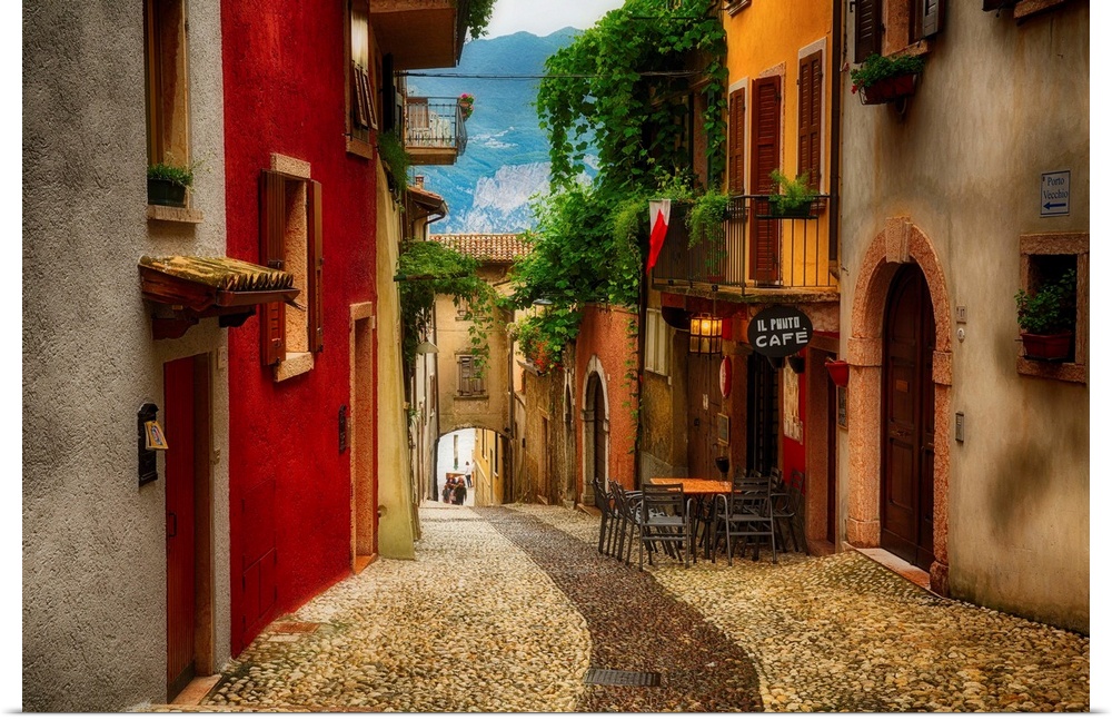 Fine art photo of an alleyway through the shops in Venice, Italy.