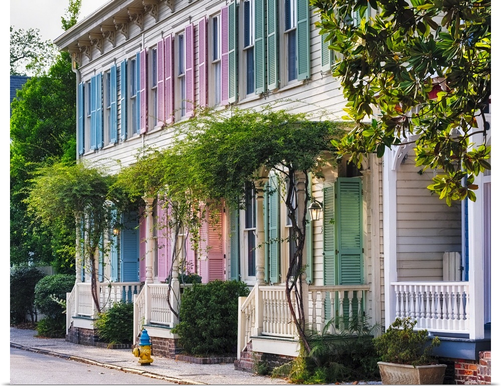 Colorful Historic Row Houses, Savannah, Georgia