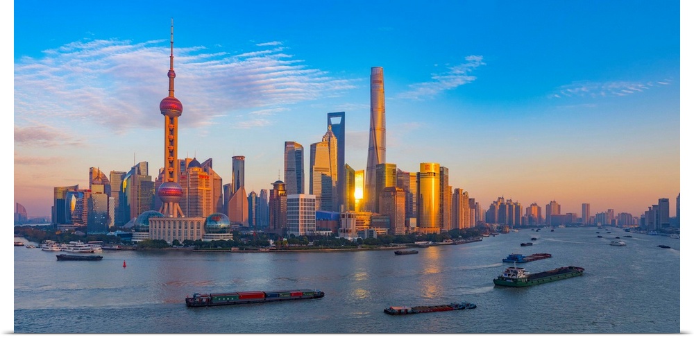 Panoramic photograph of the city of Shanghai, China.