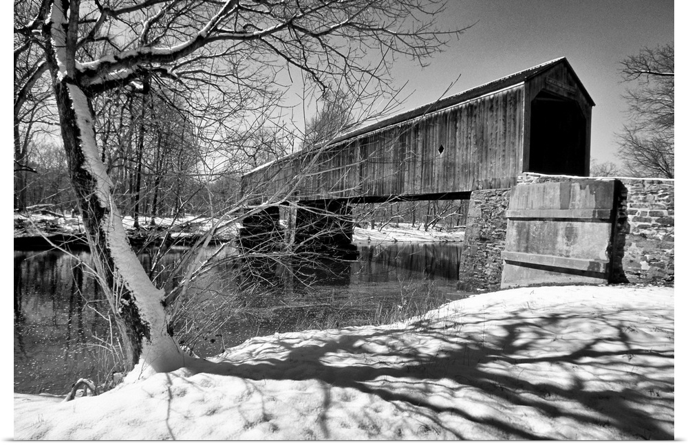 Side Frontal View of the Schofield Ford Bridge at Winter, Pennsylvania