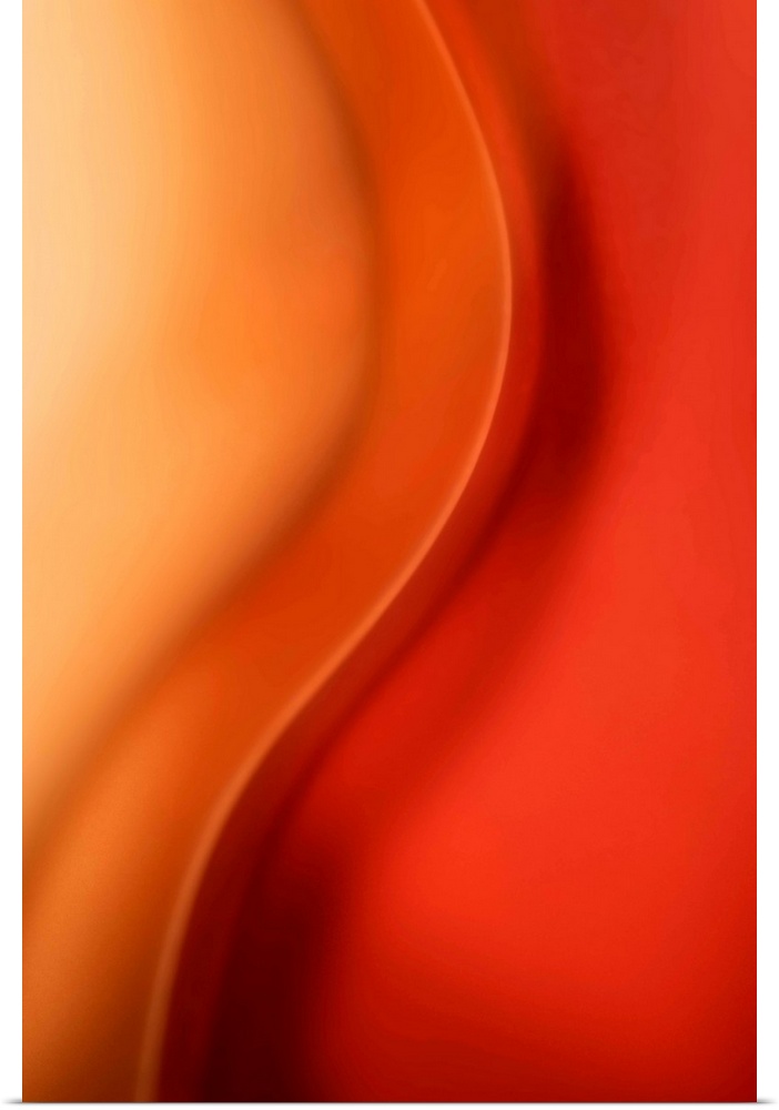 Abstract artwork that uses warm colors throughout with a single wave down the middle.