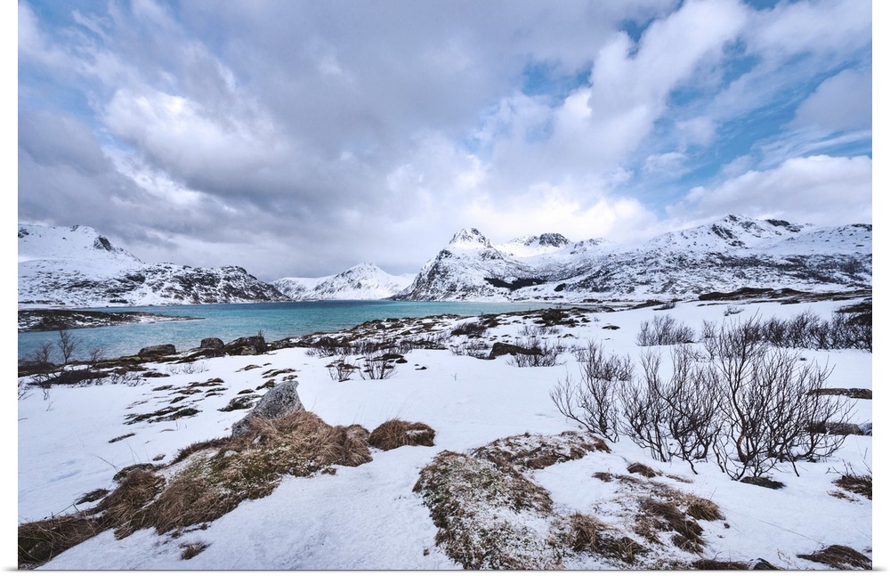 Snowy fjord in Norway