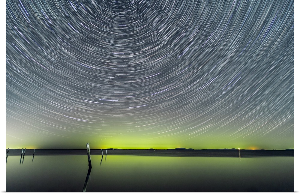 Star trail on one of the very rare evenings in Washington that people could witness aurora borealis.