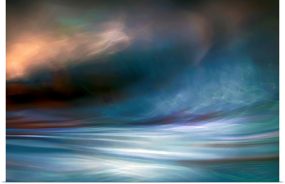 Contemporary abstract photograph of blowing winds and clouds with light breaking through.