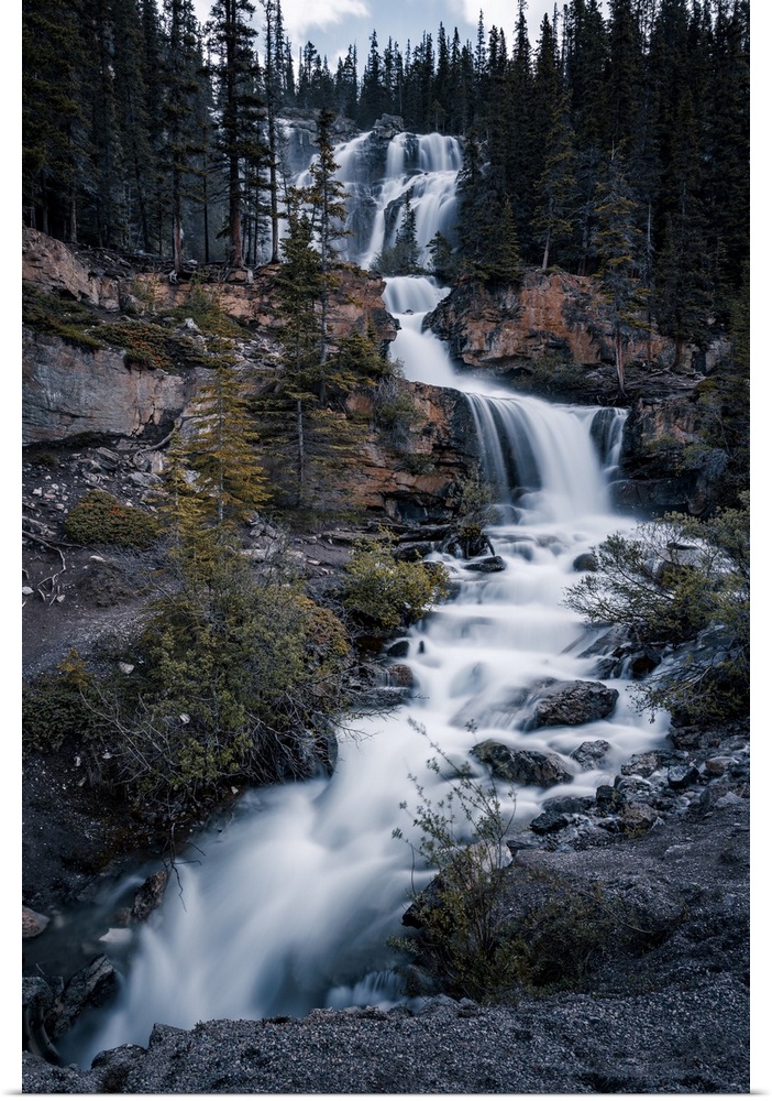 Tangle Creek Falls along Icefield Parkway, One of the world's top scenic roads linking Banff National Park and Jasper Nati...