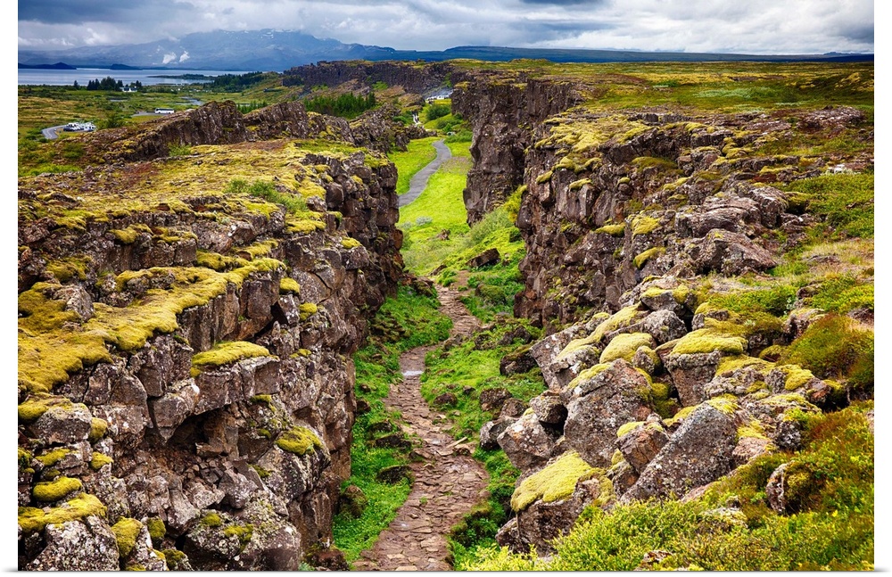 High Angle View of  a Fault Line, Thingvellir National Park, Iceland
