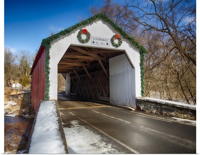 The Erwina Covered Bridge During Winter Season, Bucks County, Pennsylvania