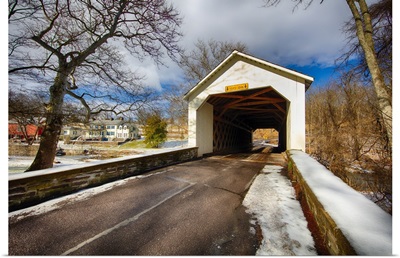 The Loux Covered Bridge in Winter, Pennsylvania