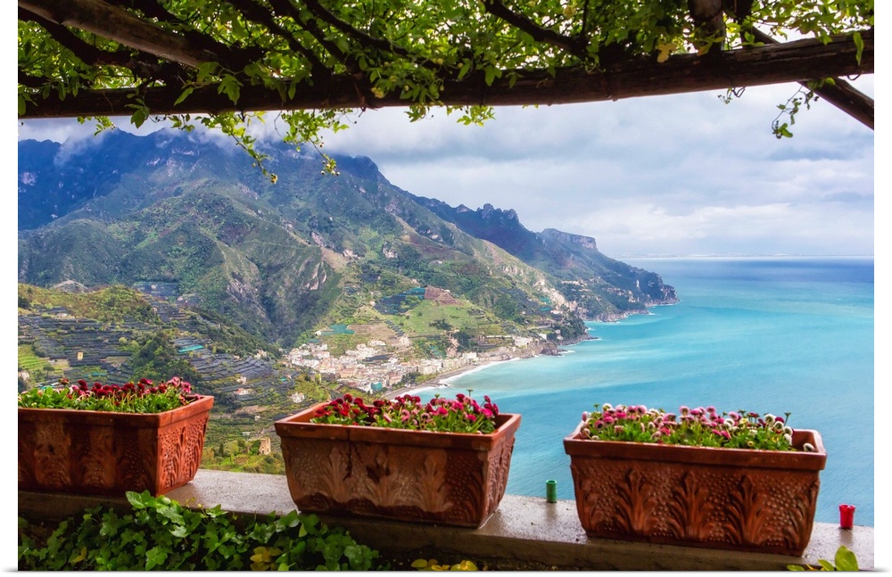 Scenic view from Under a Trellis, Ravello, Amalfi Coast, Campania, Italy.