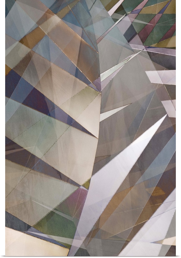 Abstract photograph made of intersecting angles and lines in varying neutral shades.