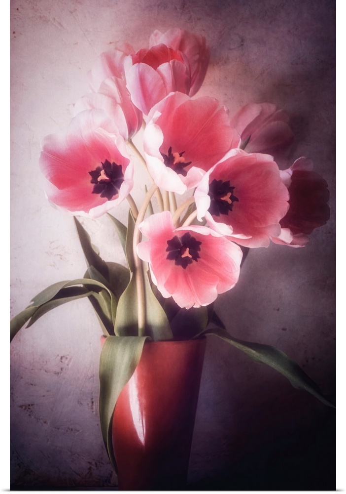 Bouquet of tulips with a photo texture