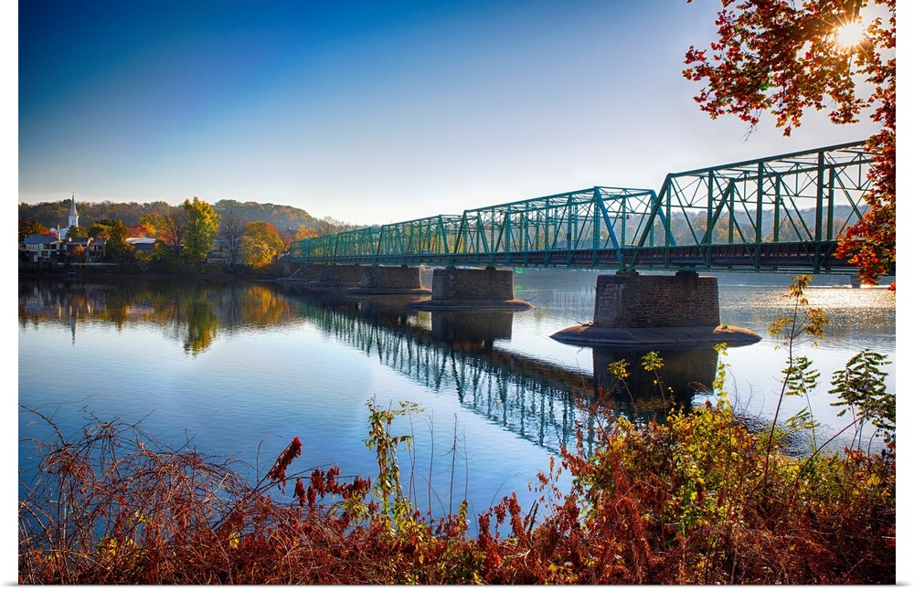 Fine art photo of a bridge crossing a wide river in New Jersey.