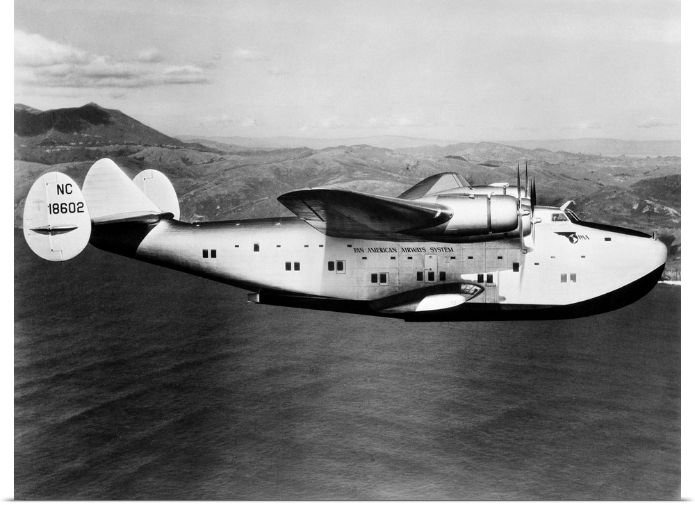1930s 1940s Pan American Clipper Flying Boat Airplane In Flight.