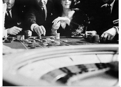 1960's Four Anonymous Unidentified People Gambling Casino Roulette