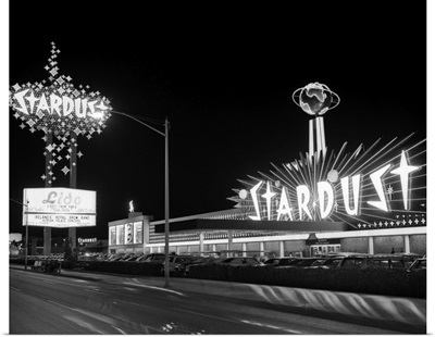 1960's Night Scene Of The Stardust Casino Las Vegas Nevada USA