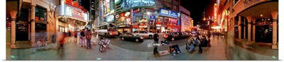 360 degree view of a city at dusk, Broadway, 42nd Street, Manhattan, New York City