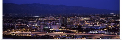 Aerial view of a city at night Tucson Pima County Arizona