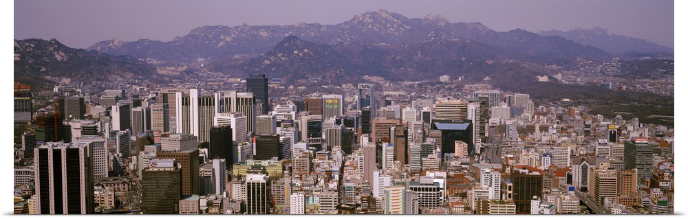 Aerial view of a city, Central Business District, Seoul, South Korea