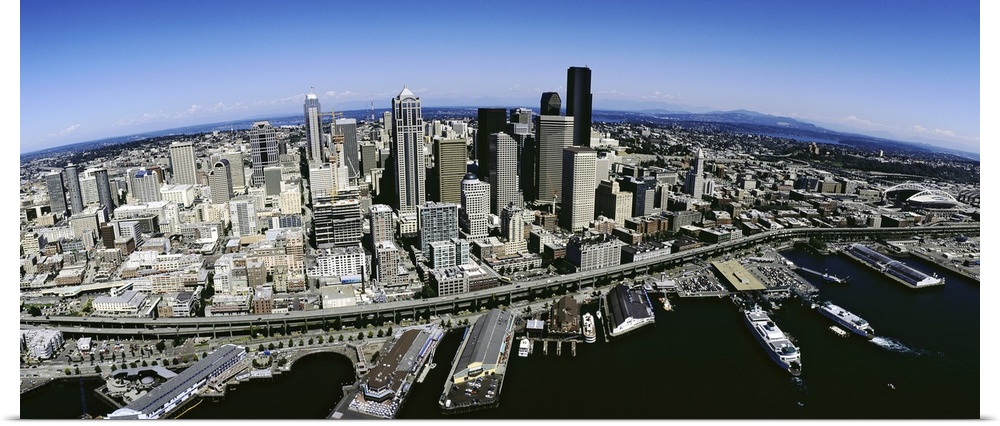 Aerial view of a city, Seattle, Washington State