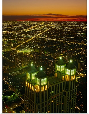 Aerial view of a cityscape, Michigan Avenue, Chicago, Cook County, Illinois