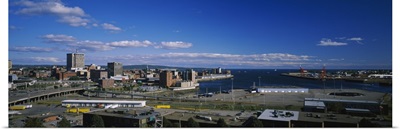 Aerial view of buildings on the waterfront, Saint John's River, New Brunswick, Canada