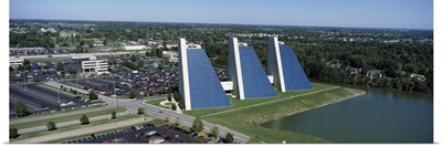 Aerial view of office buildings in a city The Pyramids College Park Indianapolis Marion County Indiana