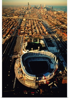Aerial view of Old Comiskey Park, New Comiskey Park, Chicago, Cook County, Illinois