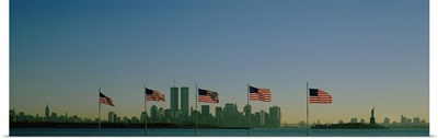 American flags in a row, New York City, New York State