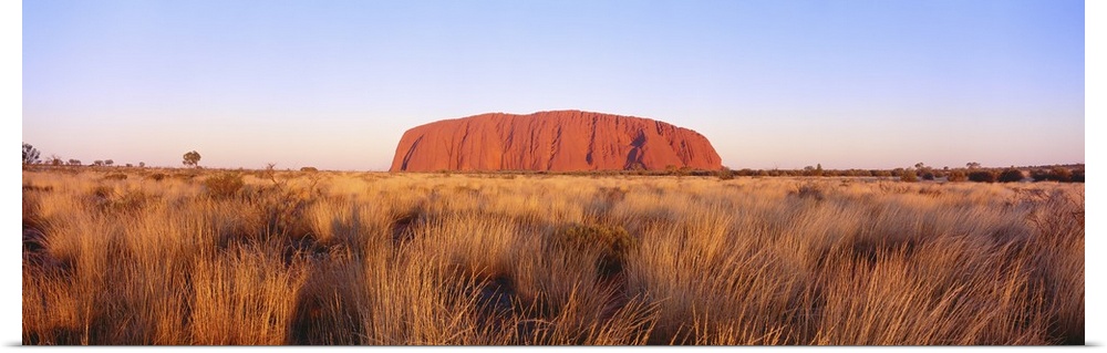 Panoramic image of a famous geological formation in Australia.