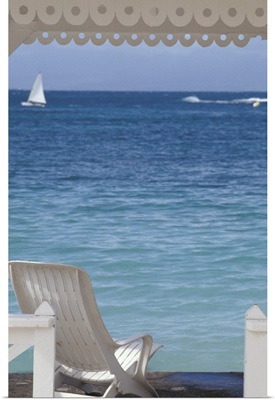 Beach Chair Overlooking Ocean Guadeloupe Caribbean
