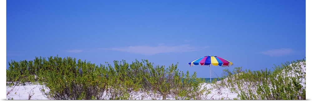 Beach umbrella on the beach, Fort De Soto Park, Tierra Verde, Gulf of Mexico, Florida