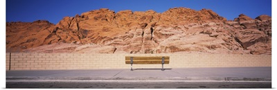 Bench in front of rocks, Red Rock Canyon State Park, Nevada