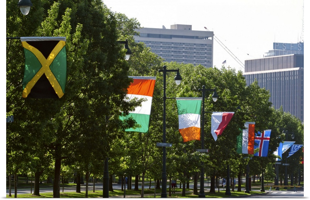 National flags of various countries at Benjamin Franklin Parkway, Philadelphia, Pennsylvania, USA