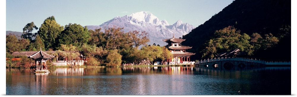 Black Dragon Pool and Moon Embracing Pavilion Lijiang China
