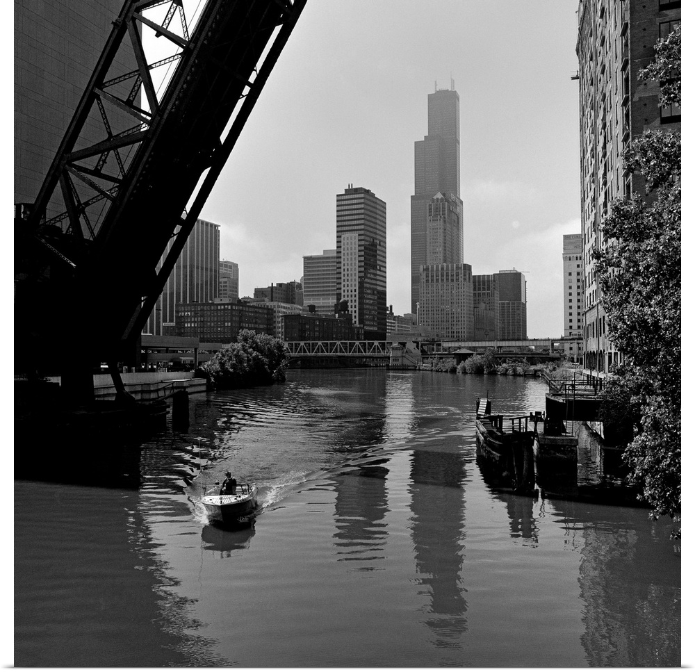 Boat in a river, Chicago River, Chicago, Cook County, Illinois, USA