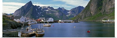 Boats and cottages in Reine Harbour, Lofoten Islands, Norway