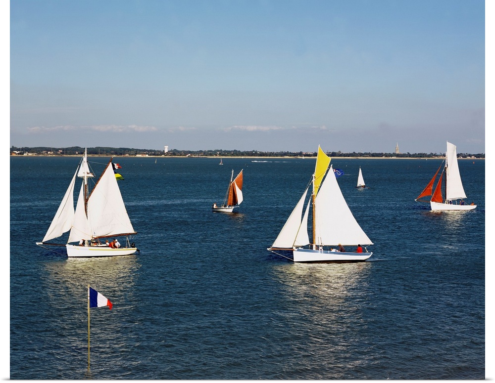 Boats in a regatta, Saint-Trojan-Les-Bains, Charente-Poitou, Marennes, Charente-Maritime, France