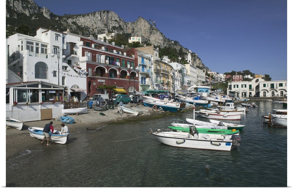 Boats moored at a port, Capri, Naples, Campania, Italy