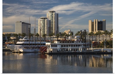 Boats on a marina, Shoreline Village, Long Beach, Los Angeles County, California