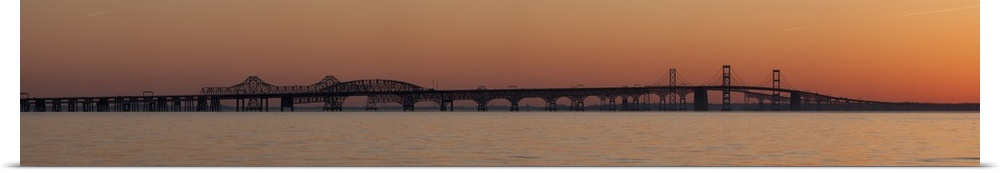 Bridge across a bay at sunset Chesapeake Bay Bridge Chesapeake Bay Maryland