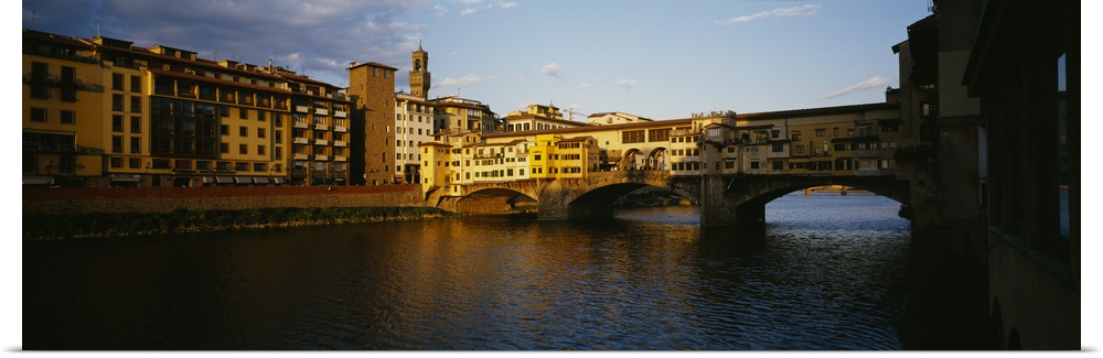 Bridge across a river, Arno River, Ponte Vecchio, Florence, Italy