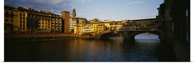 Bridge across a river, Arno River, Ponte Vecchio, Florence, Italy