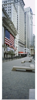 Building along a road, New York Stock Exchange, Wall Street, Manhattan, New York City, New York State
